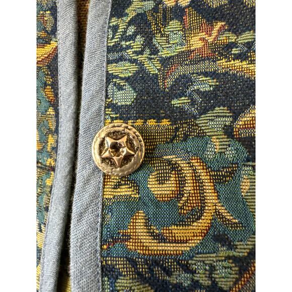 BFA Classics Size Medium 55% Cotton, Tapestry, Blue Floral Button Up Jacket - Picture 3 of 4
